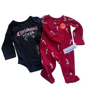 Baby Glam & Carters Bodysuit & Sleepwear Set Unisex NB Black Red 2-Pack